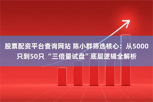 股票配资平台查询网站 陈小群筛选核心：从5000只到50只 “三倍量试盘”底层逻辑全解析